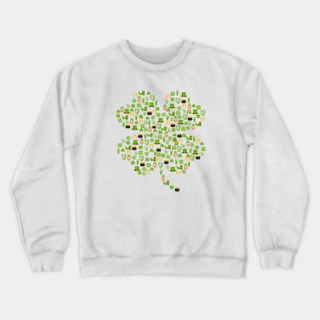 St Patrick's Day Four Leaf Clover Crewneck Sweatshirt by shallotman